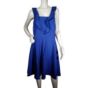 City Chic Womens Dress Sz 20 Sleeveless Ruffle Blue Side Zipper A-Line Cocktail